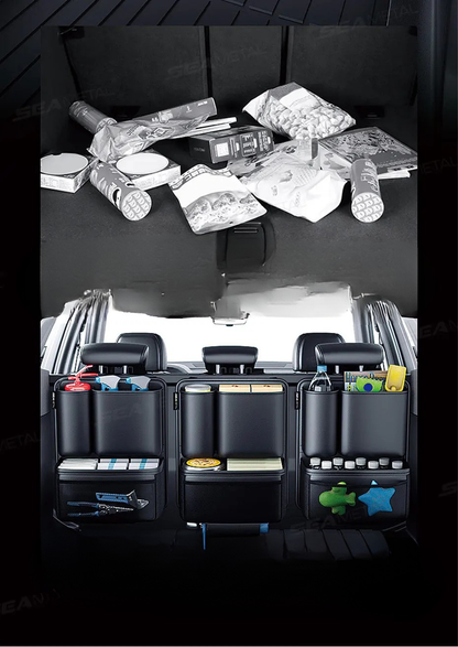 Organizator Portbagaj Auto SEAMETAL – Geantă de Depozitare din Piele Ecologică cu 4 Buzunare, Capacitate Mare