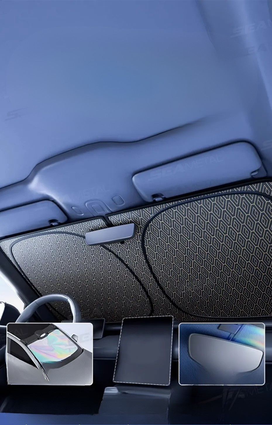 SEAMETAL Parasolar Parbriz Auto 5 Straturi – Protecție UV, Termoizolant, Pliabil, Anti-Căldură