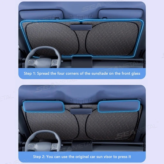 Parasolar auto pliabil SEAMETAL cu 5 straturi- Protecție împotriva căldurii și razelor UV