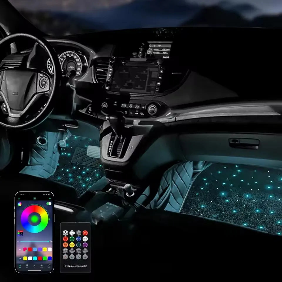 Covoraș Auto Starlight cu Lumini LED RGB - Control prin Aplicatie si Telecomandă, 12V