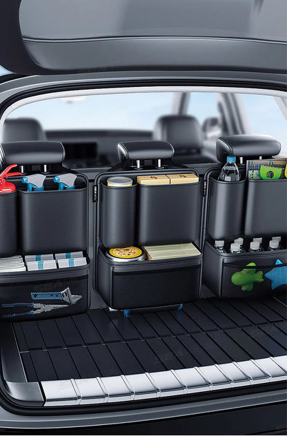 Organizator Portbagaj Auto SEAMETAL – Geantă de Depozitare din Piele Ecologică cu 4 Buzunare, Capacitate Mare