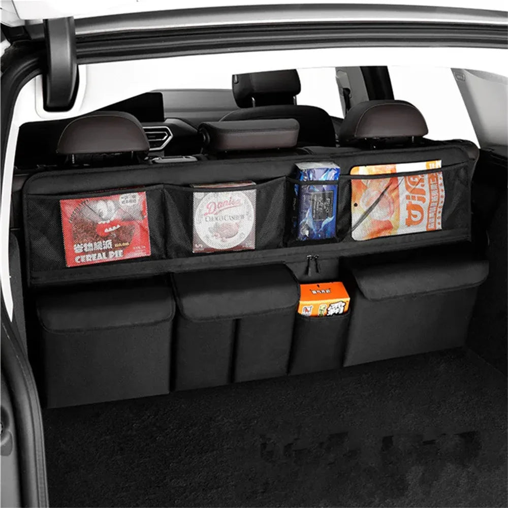 Organizator Auto pentru Portbagaj și Spătar- Capacitate Mare, Plasă Depozitare