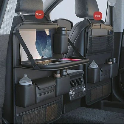 Car Seat Storage Bag Auto Back Seat Back Organizer With Foldable Table Tray PU Leather Tablet Holder Tissue Box Car Accessories - Vexaro.ro