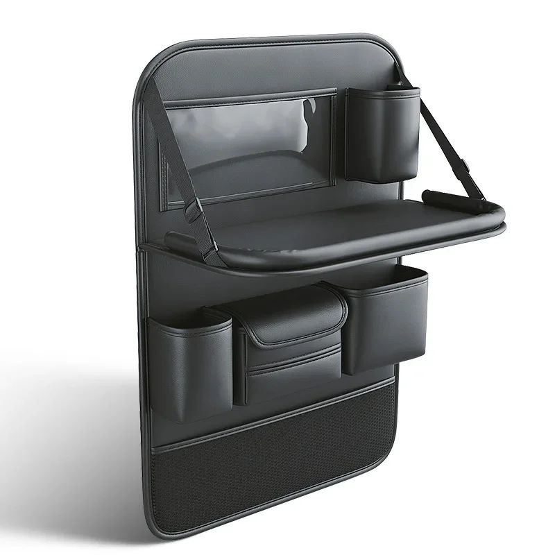 Car Seat Storage Bag Auto Back Seat Back Organizer With Foldable Table Tray PU Leather Tablet Holder Tissue Box Car Accessories - Vexaro.ro