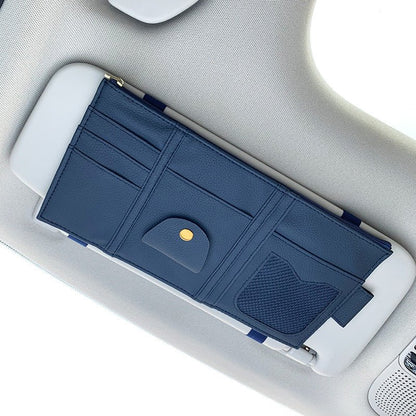 Car Sun Visor Organizer Storage Holder Full Leather Wrap - Vexaro.ro