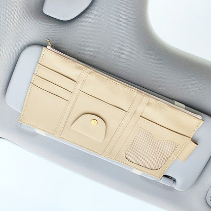 Car Sun Visor Organizer Storage Holder Full Leather Wrap - Vexaro.ro