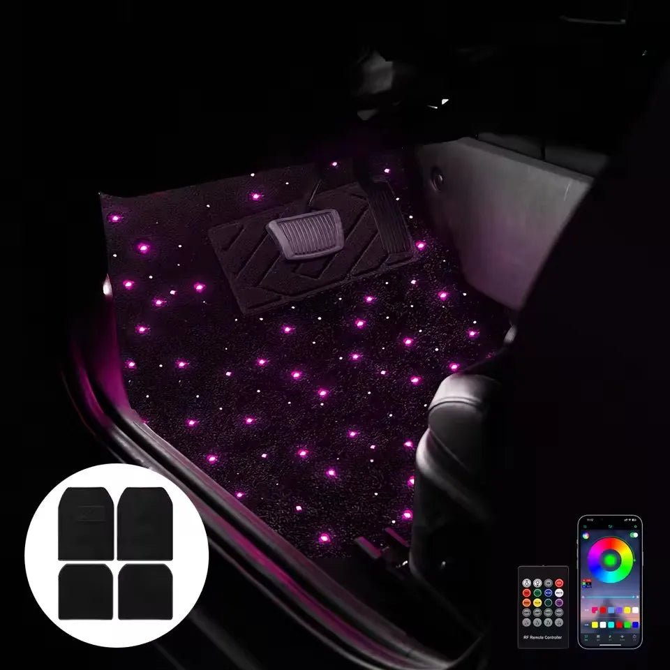 Covoraș Auto Starlight cu Lumini LED RGB - Control prin Aplicatie si Telecomandă, 12V - Vexaro.ro