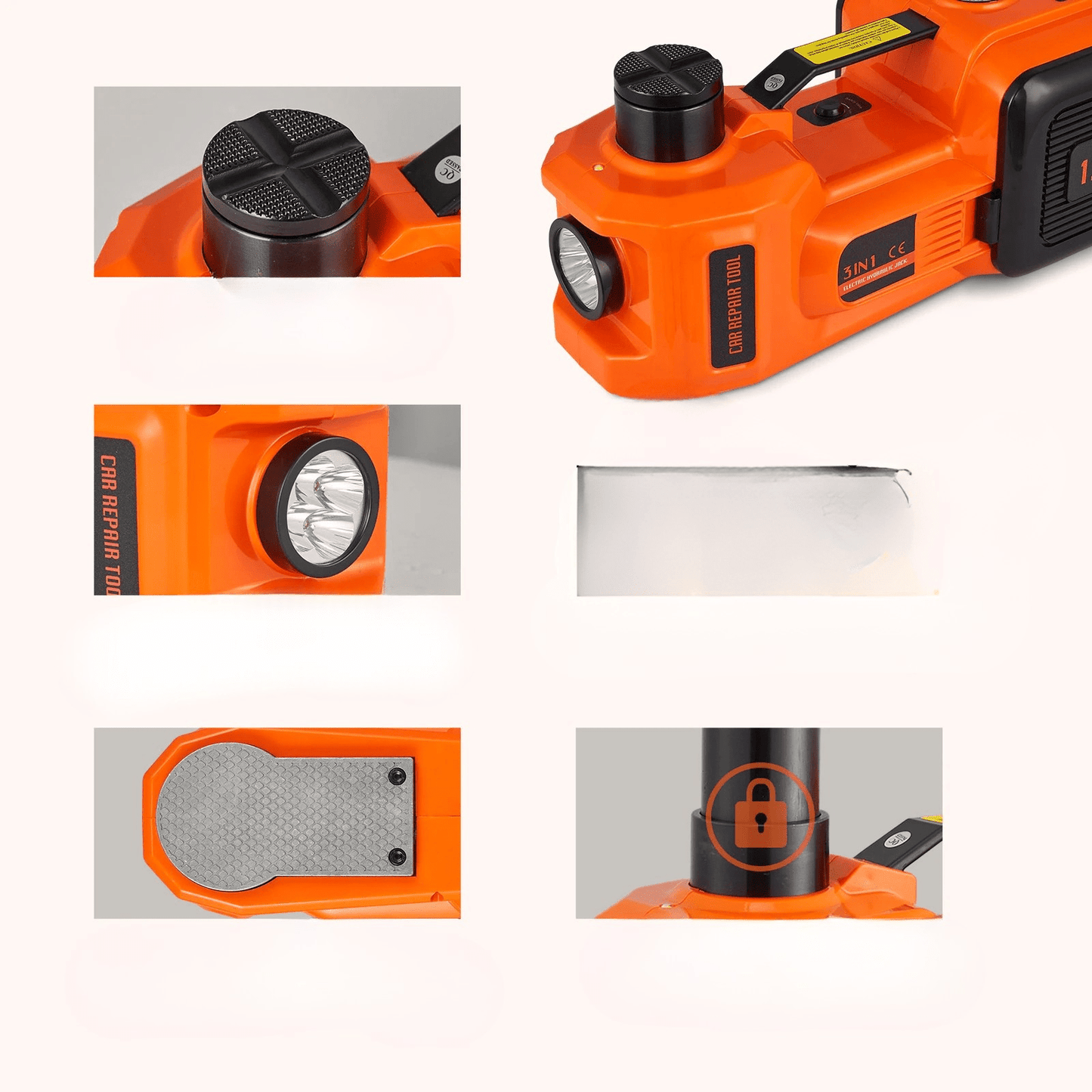 Cric Electric Hidraulic Auto 5T cu Pompa Integrata, LED si Compresor Aer - Vexaro.ro