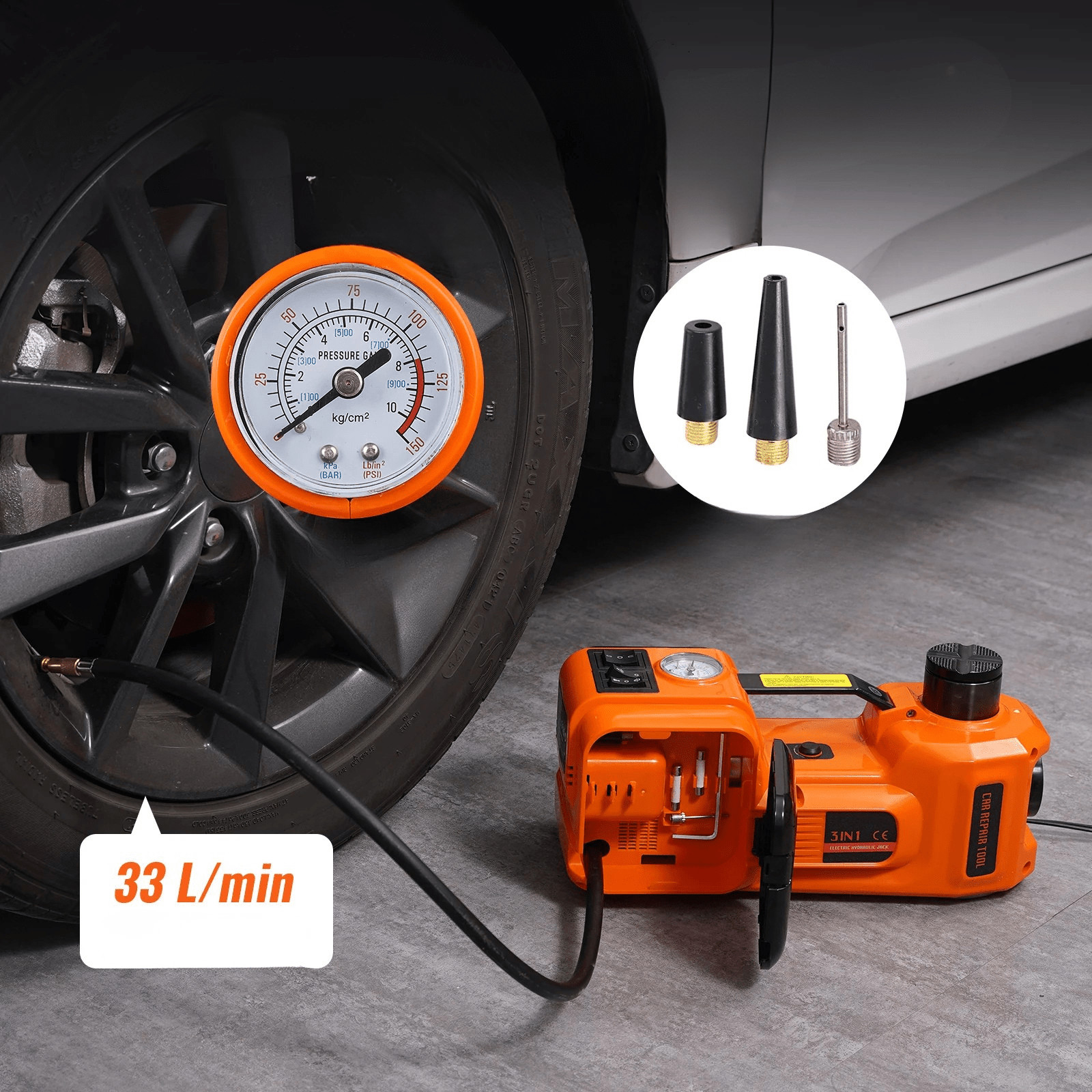 Cric Electric Hidraulic Auto 5T cu Pompa Integrata, LED si Compresor Aer - Vexaro.ro