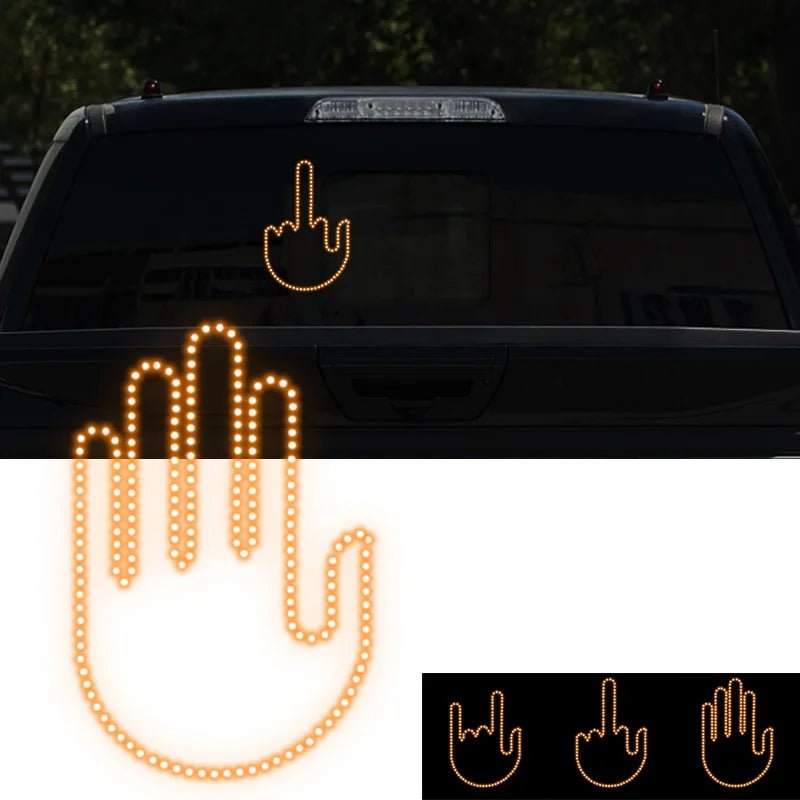 Funny New LED Illuminated Gesture Light Car Finger Light With Remote Road Rage Signs Middle Finger Gesture Light Hand Lamp - Vexaro.ro
