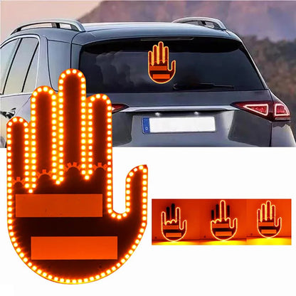 Funny New LED Illuminated Gesture Light Car Finger Light With Remote Road Rage Signs Middle Finger Gesture Light Hand Lamp - Vexaro.ro