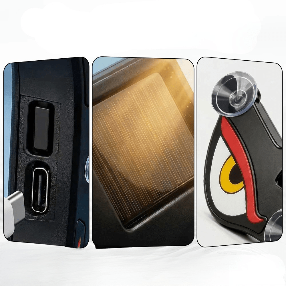 Lumini LED Demon Eye pentru Parbriz Auto – Încărcare Solară & USB - C - Vexaro.ro