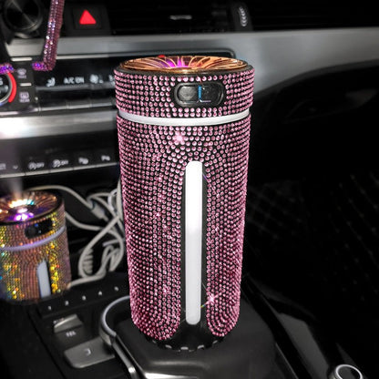 Luxury Diamond Car Humidifier LED Light Car Diffuser Auto Air Purifier Aromatherapy Diffuser Air Freshener Car Accessories For Woman - Vexaro.ro
