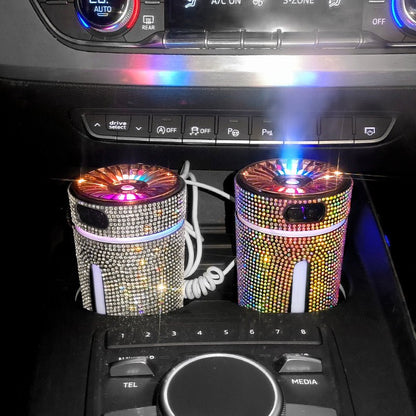 Luxury Diamond Car Humidifier LED Light Car Diffuser Auto Air Purifier Aromatherapy Diffuser Air Freshener Car Accessories For Woman - Vexaro.ro