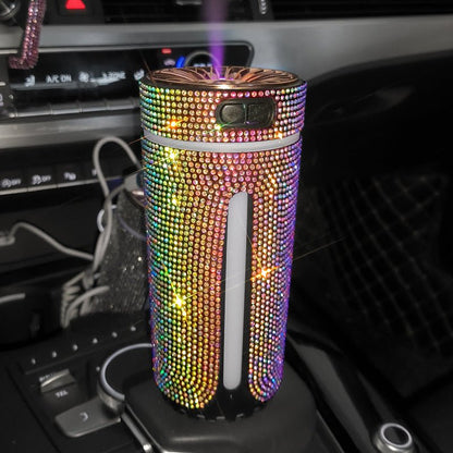 Luxury Diamond Car Humidifier LED Light Car Diffuser Auto Air Purifier Aromatherapy Diffuser Air Freshener Car Accessories For Woman - Vexaro.ro
