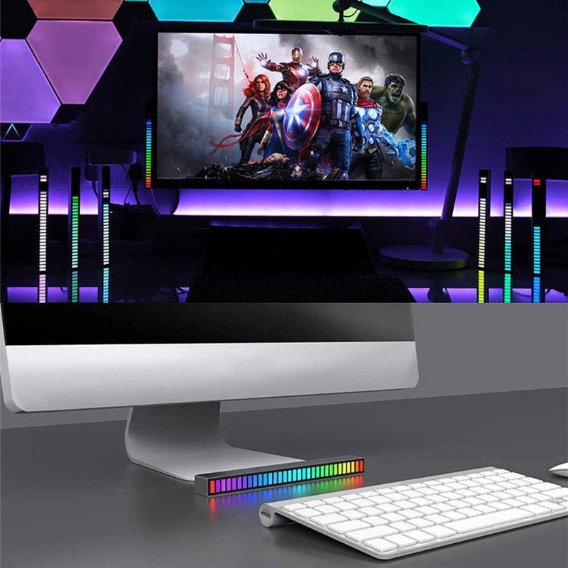 New Car Sound Control Light RGB Voice - Activated Music Rhythm Ambient Light With 32 LED 18 Colors Car Home Decoration Lamp - Vexaro.ro